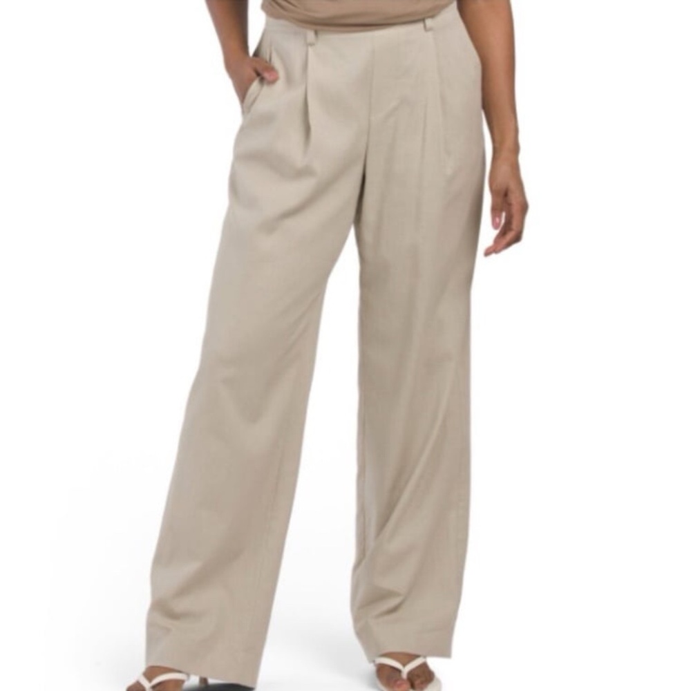 NWT Vince Linen Wide Leg Pants Women’s Large Oyster Elastic Waist